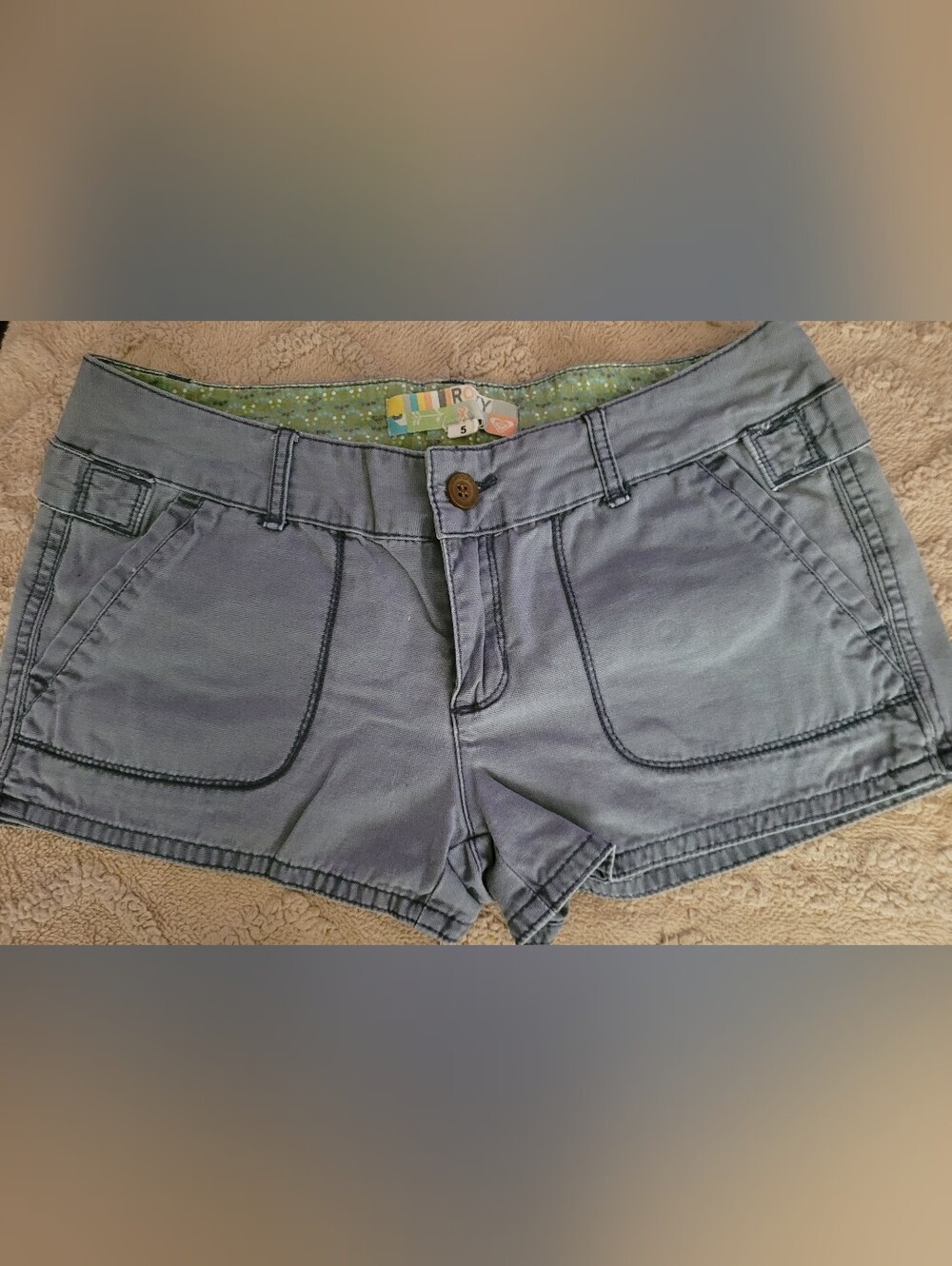 Roxy Women's Faded Blue Denim-Style Shorts